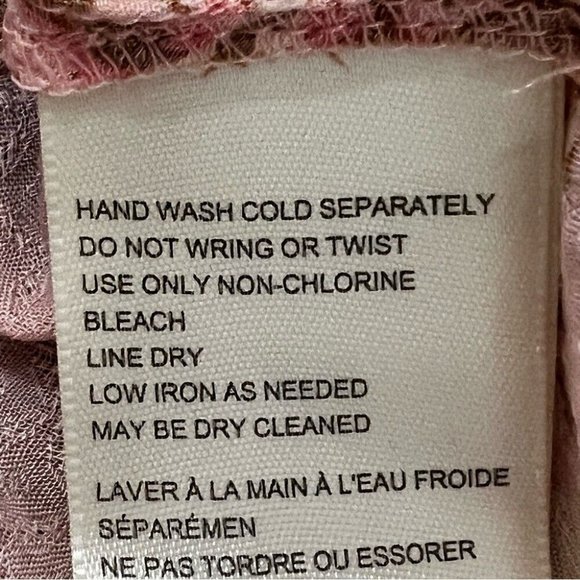 NWT $98 Free People Hilary Printed Top Size Large Pink Combo Smocked Blouse Top - Picture 12 of 13